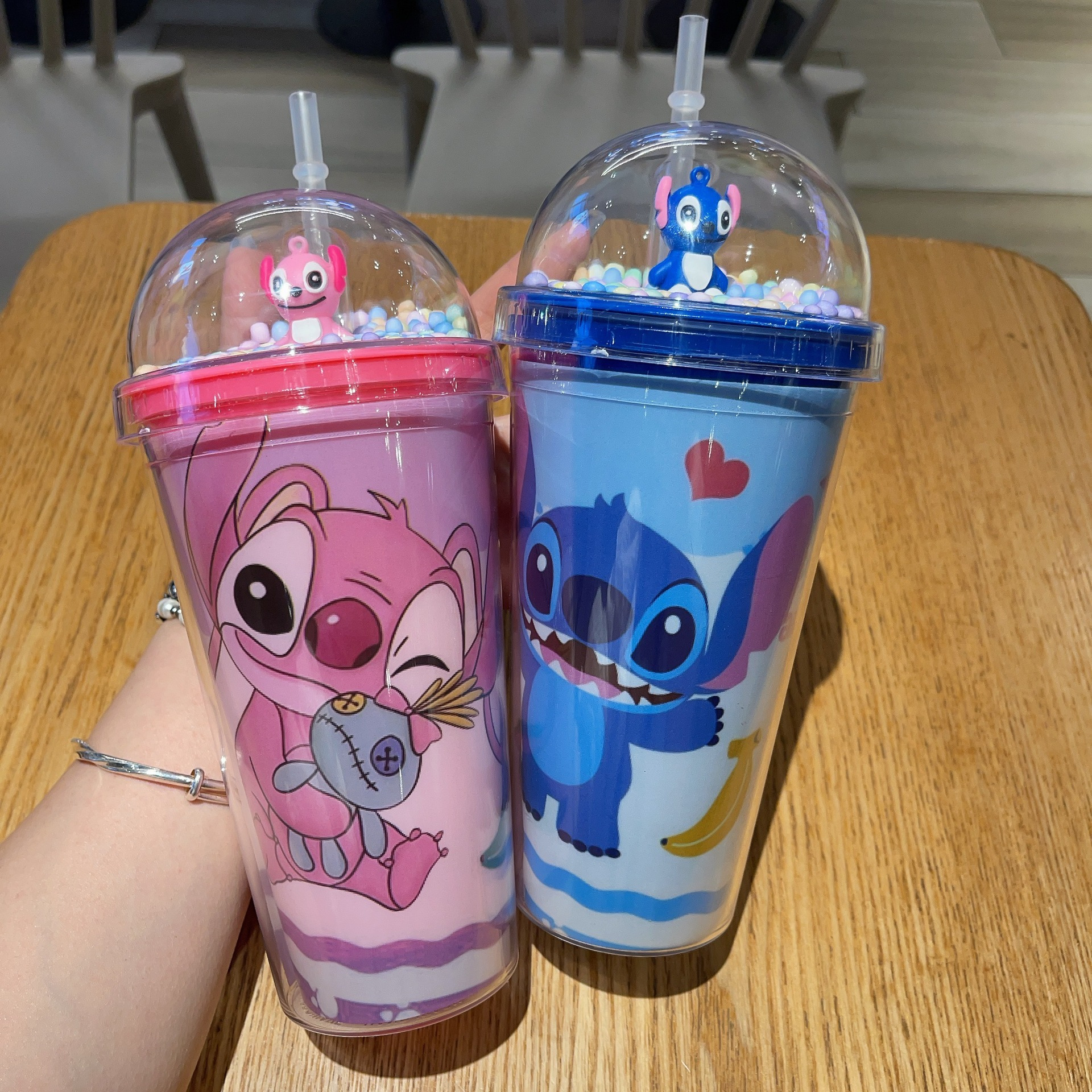 1個 ディズニー スティッチ＆ ダブルウォール断熱プラスチック