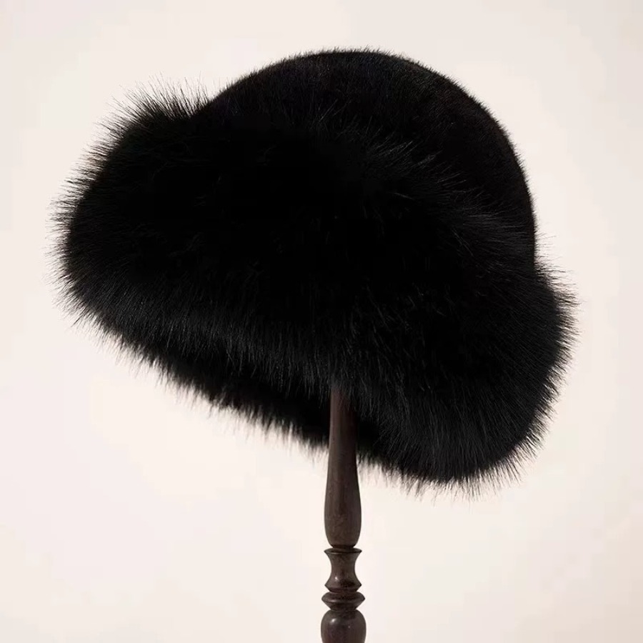TEMU 1 Solid Color Women's Large Head Plush Hat, Winter Warm Premium Fluffy Hat