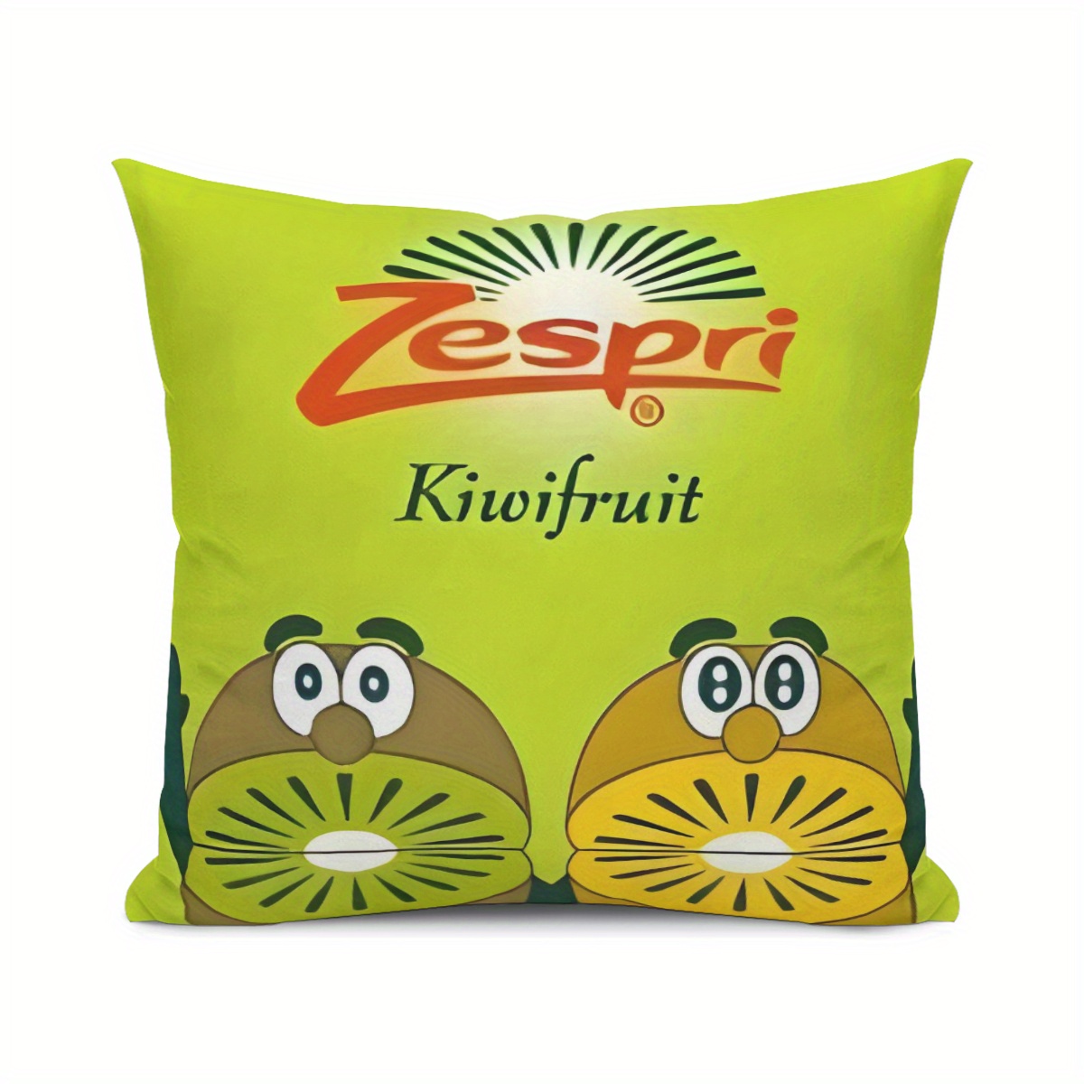 TEMU Zlienszus Kiwi Brothers Chinese-style Sofa Cushion & Pillow Covers - Vibrant Lime Green With Kiwi Fruit Print, 100% Polyester, Zipper Closure,