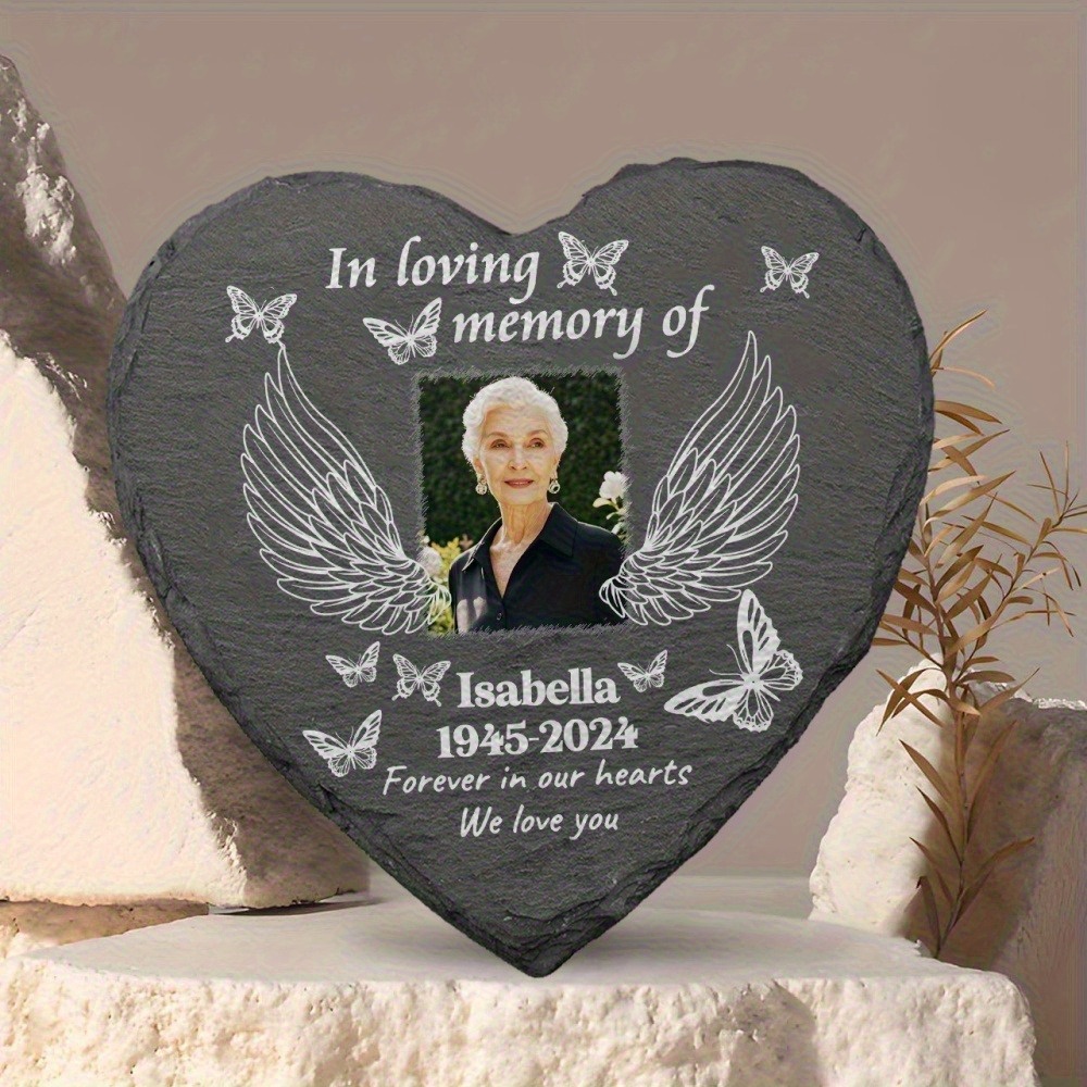 TEMU Custom 1pc, Custom Memorial Garden Stone, Garden, Condolence Gift, Remembrance, Grief Gift, Mourning A 1