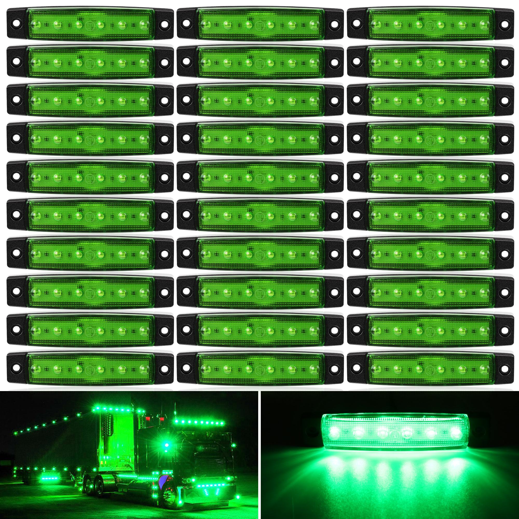 TEMU 30pcs 3. 8" 6 Led Front Rear Side Marker Indicator Lights Led Lamp Indicator For Car Truck Trailer Lorry Bus -white, Red, Amber, Blue, Green, Purple, Without Battery