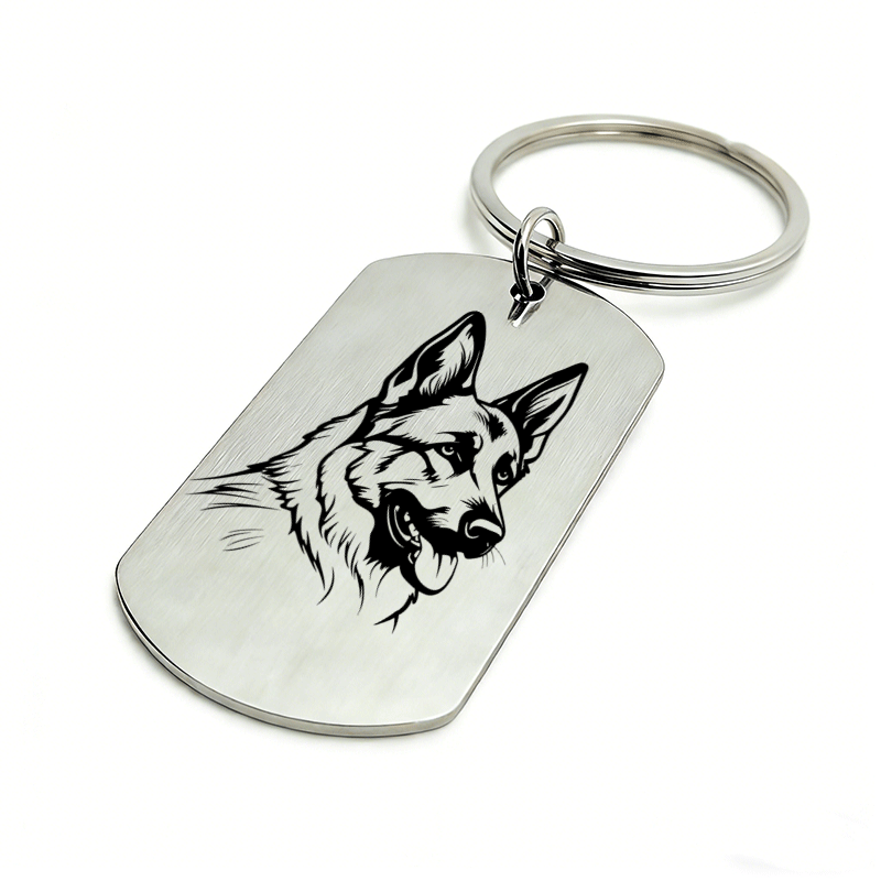 TEMU 1pc Metal German Shepherd Keychain | Iron Military Dog Tag Style Car Pendant, Hard-boiled Key Ring, Personalized Gift For Boyfriend Or Brother