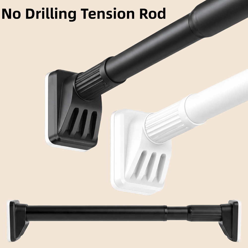 no drill telescopic rod gravity tension rod adjustable length strong load balcony drying rod shower curtain rod door curtain rod window curtain rod wardrobe rod closet divider rod kitchen cabinet rod laundry hanging rod