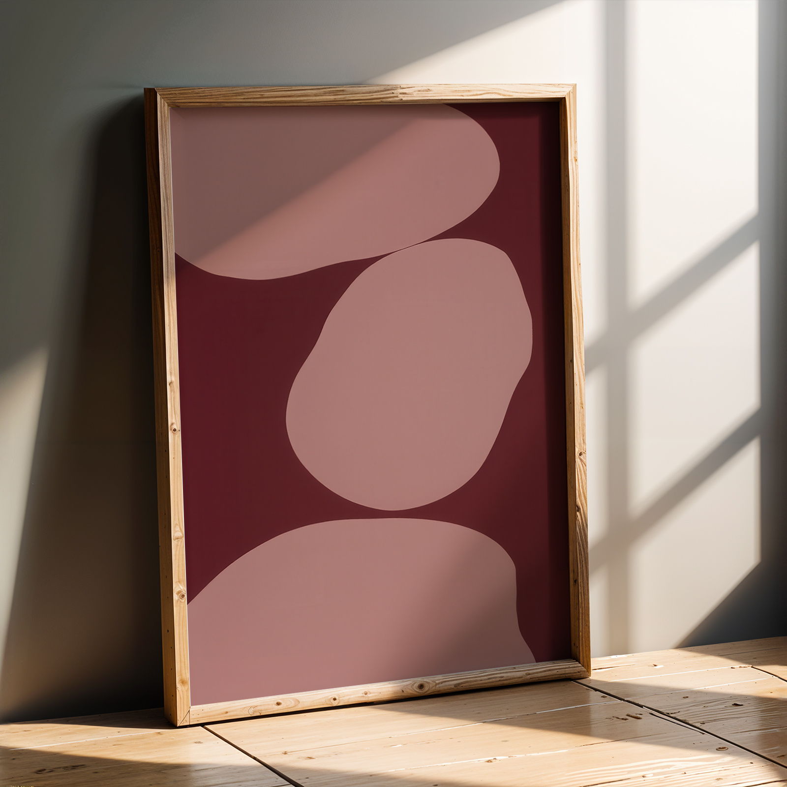 TEMU 1pc, Wall Art, Fashion Poster, Organic Shape Canvas Painting, Pink And Burgundy Art Print, Living Room Decor, Bedroom Aesthetic Design, Gift For