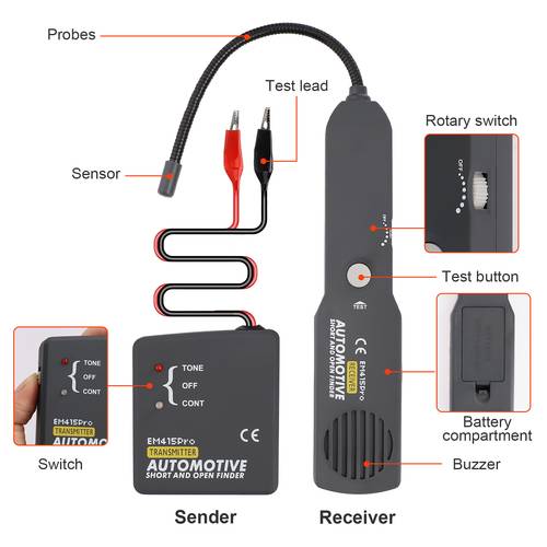 automotive wire tracer electrical automotive short open finder circuit tester 6 36v fault probe cable tracer circuit breaker finder for trailer etc