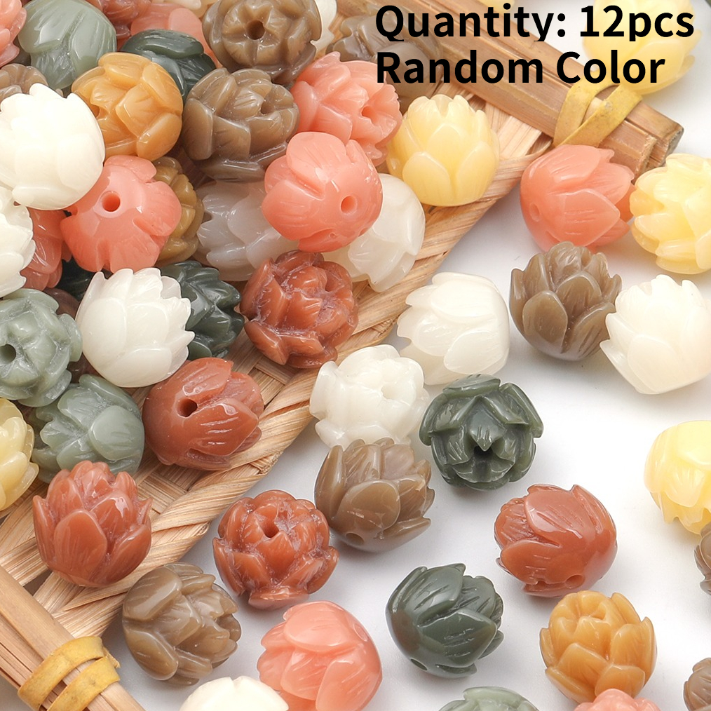 TEMU Set da 12 perline intagliate a forma di da 1,2 cm - Adatte per di gioielli fai da te, assortimento di perline acriliche multicolore con colori