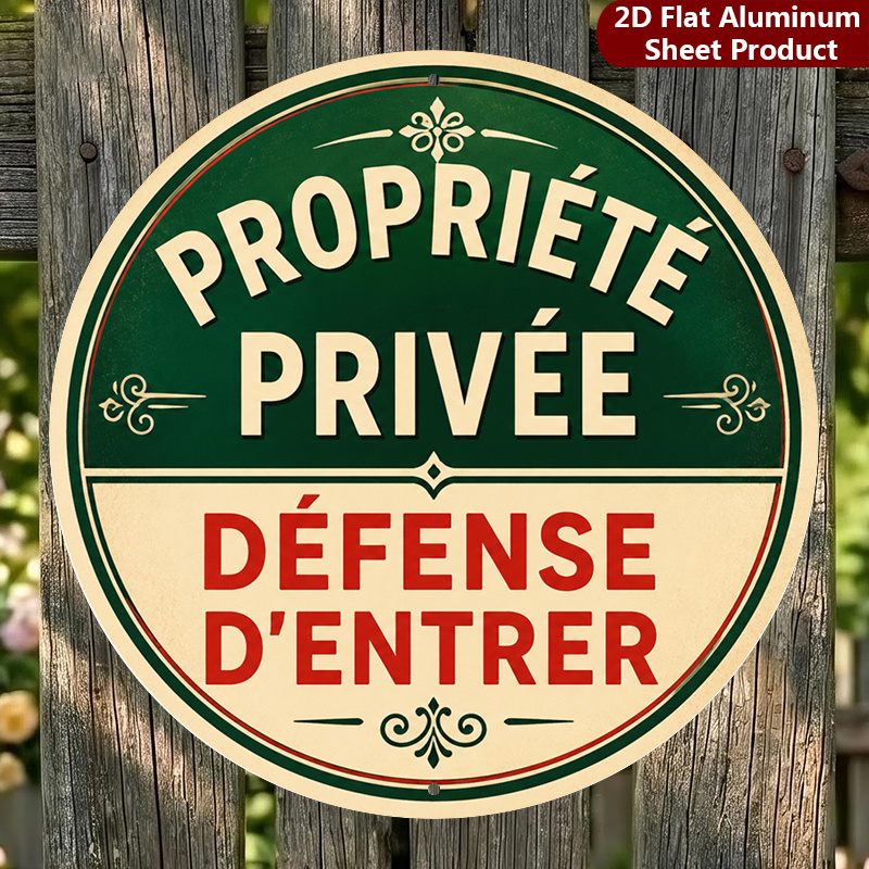 TEMU Panneau Décoratif 2D Plat, 1pc, Panneau Français Vintage Propriété Privée Plaque Parfait pour Maison, Porche, Jardin, Café, Etc, Signalétique