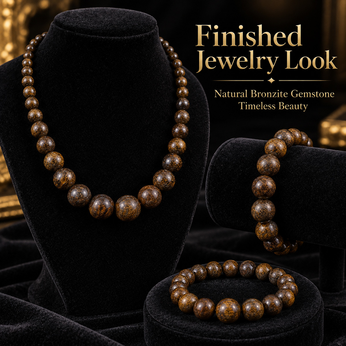 Natural Bronze-Gray Stone Round Loose Beads for DIY