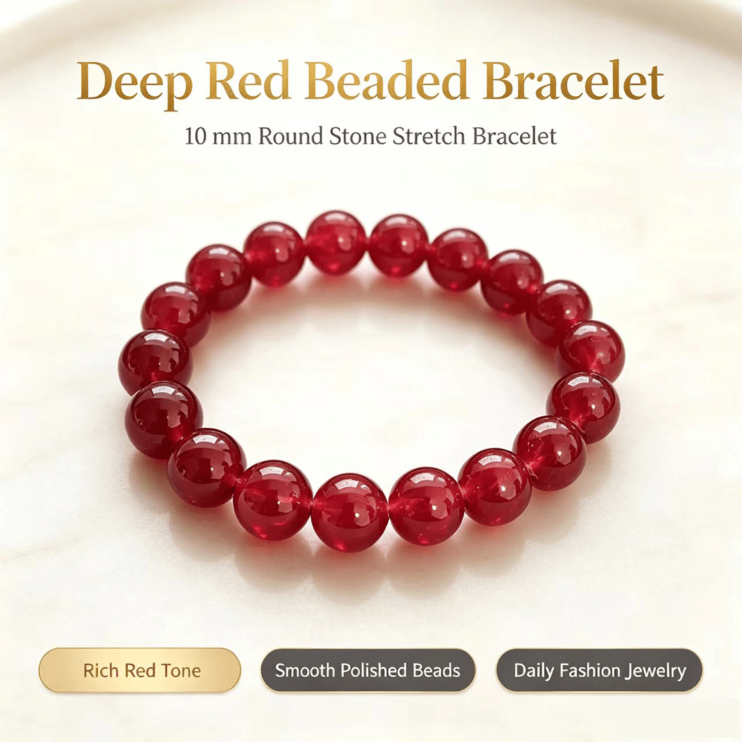 Natural Crystal Beaded Bracelet, Classic Stackable Design