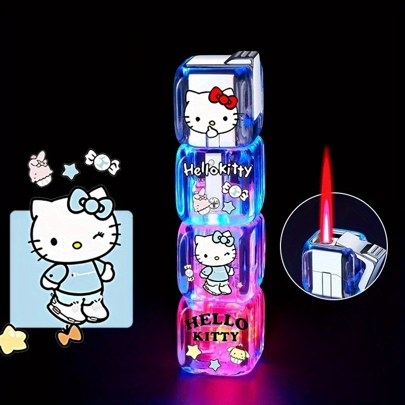 TEMU Kuromi Lighter, Dice Flash Transparent Lighter, Windproof , Creative Gift For Boyfriend And Girlfriend, Portable Cute Lighter (butane Free Gas)