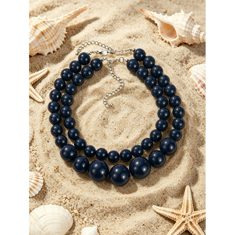 2pc Bohemian Acrylic Round Geometric Necklace Set, Summer