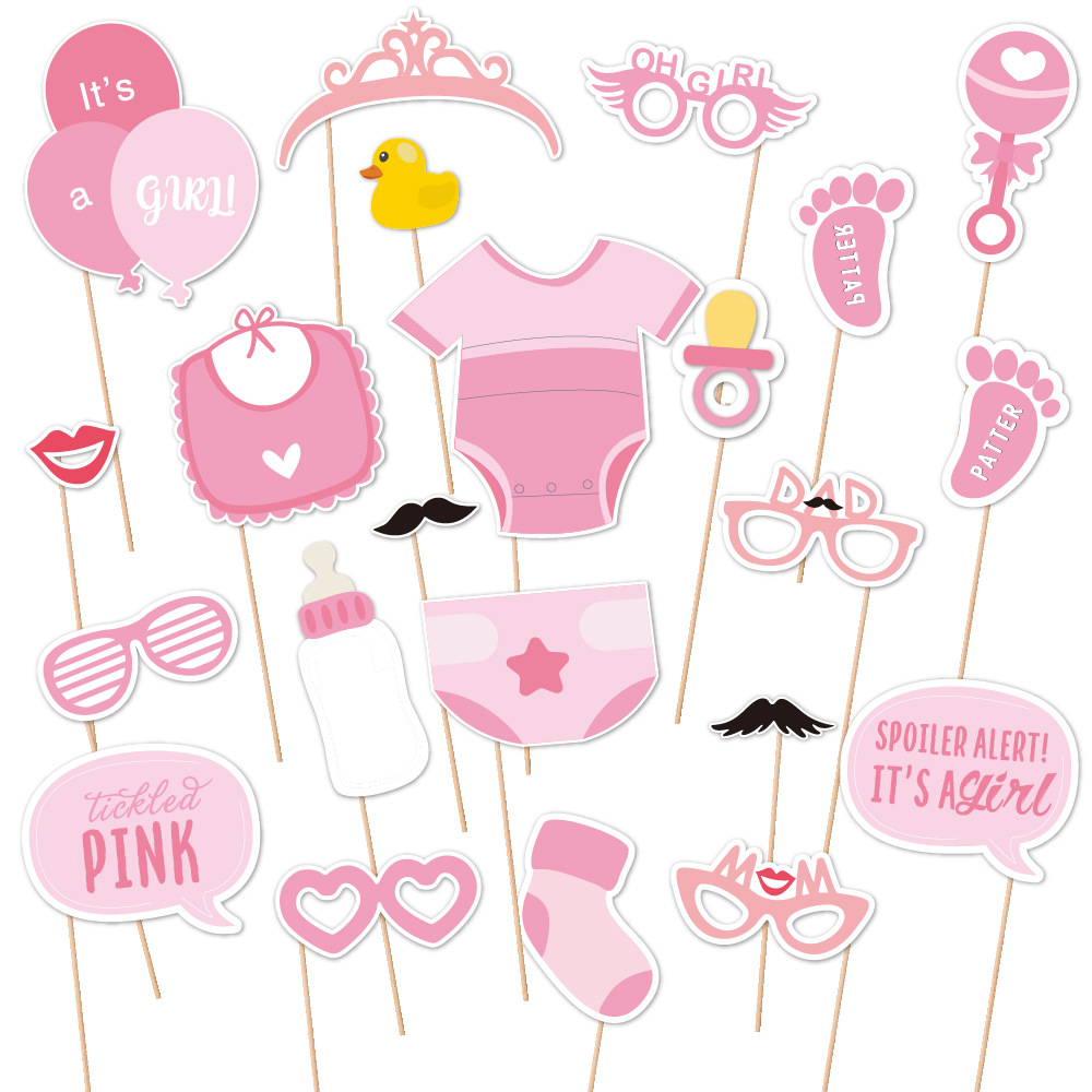 Image of 1 Set Baby Shower Photobooth Props, Baby Shower Party Decorations, Boy Birthday Photo Props