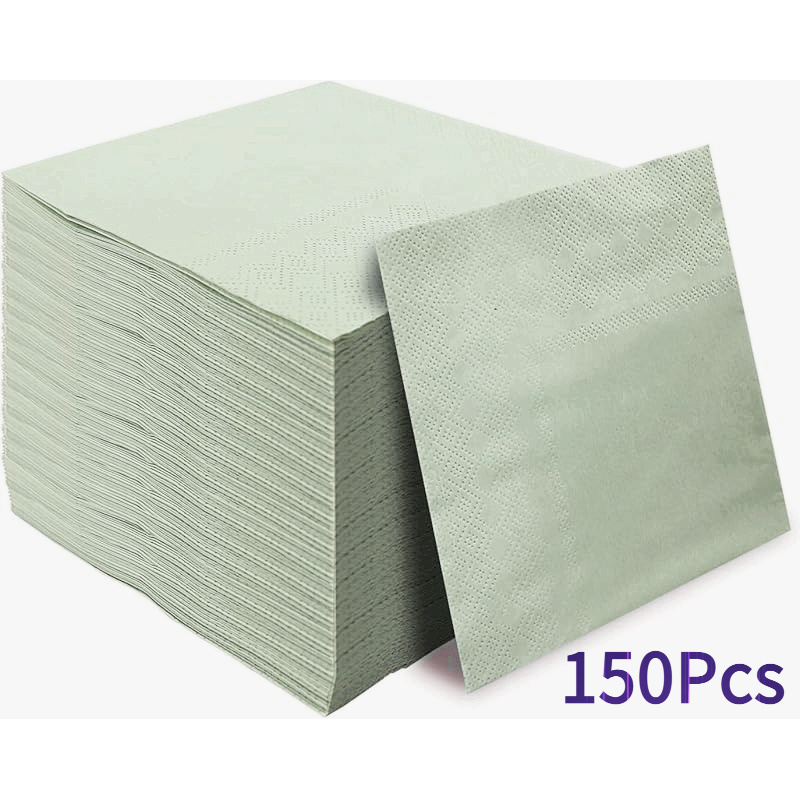 50/100/150pcs 2-ply Sage Green Cocktail Napkins Beverage Napkins Dessert Napkins Disposable Paper Napkins For Wedding Birthday Party Paper Dinner Napkins