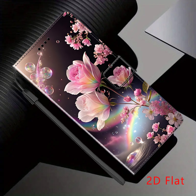 Artikelbild handyhülle - 2d flache romantische blumen luxus kunstleder flip wallet handyhülle   für   zenfone 10 9 8