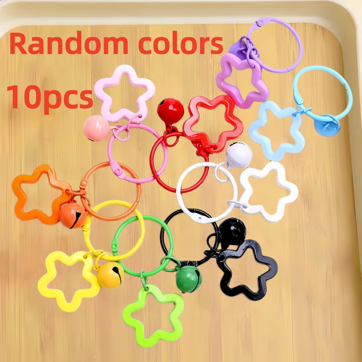 TEMU 10pcs Cute Keychain, Colorful Acrylic Star Charm , Diy Key Ring Accessory For Bags, Headphone Cases & Crafts, Kawaii Dopamine Style(random