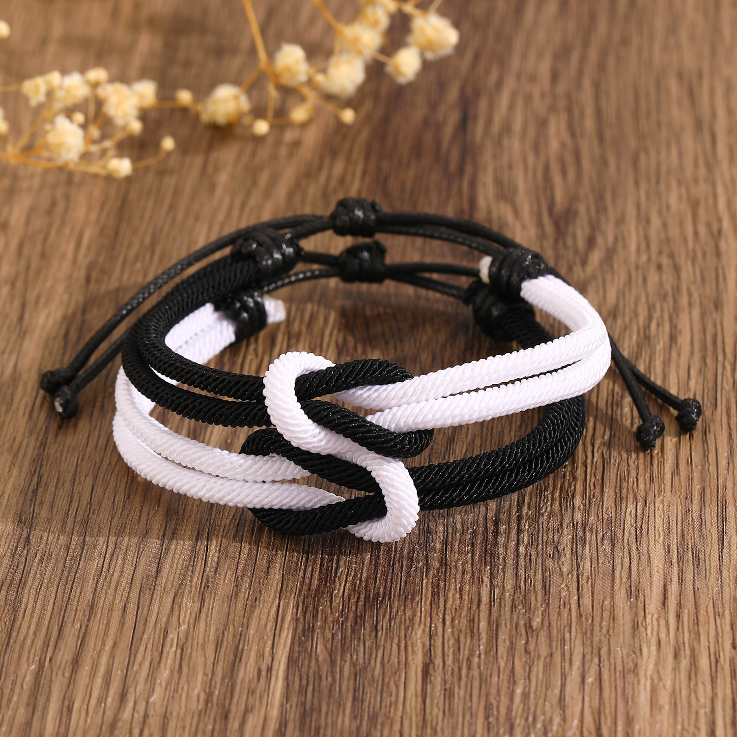 Black and White Knot Milan Rope Bracelet, Friendship Gift