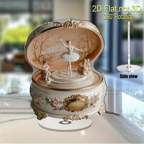 2d flat rotating acrylic elegant ballet dancer floral carving 360 degree rotation acrylic pvc decoration suitable for home fathers day wedding anniversary birthday desktop decoration gift unisex exquisite