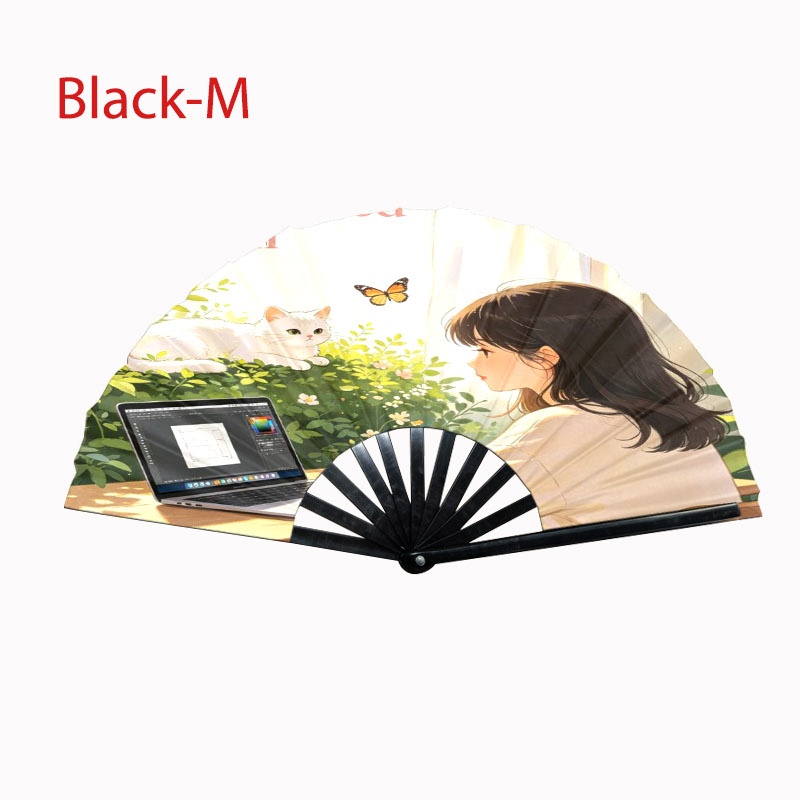 TEMU 1pc Women's Personalized Handheld Fan - Custom Logo/photo/text Suitable For Graduation Wedding Birthday Gift, Full Printing For Logo/photo/text,