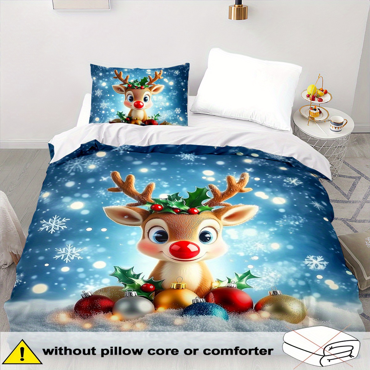 TEMU Deer Theme Duvet Cover Set - 2/3pcs, Soft, Comfortable, And Breathable, Christmas Gift Bedding, Christmas Deer Print Duvet Cover Set, 100%