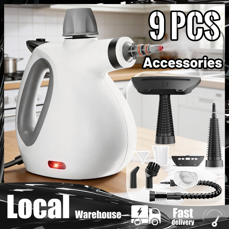TEMU 9pcs Handheld Steam Cleaner | High-pressure Portable Steamer Large Capacity For Cleaning Tile, Grout, Couch, Carpet, Windows, Bathrooms,