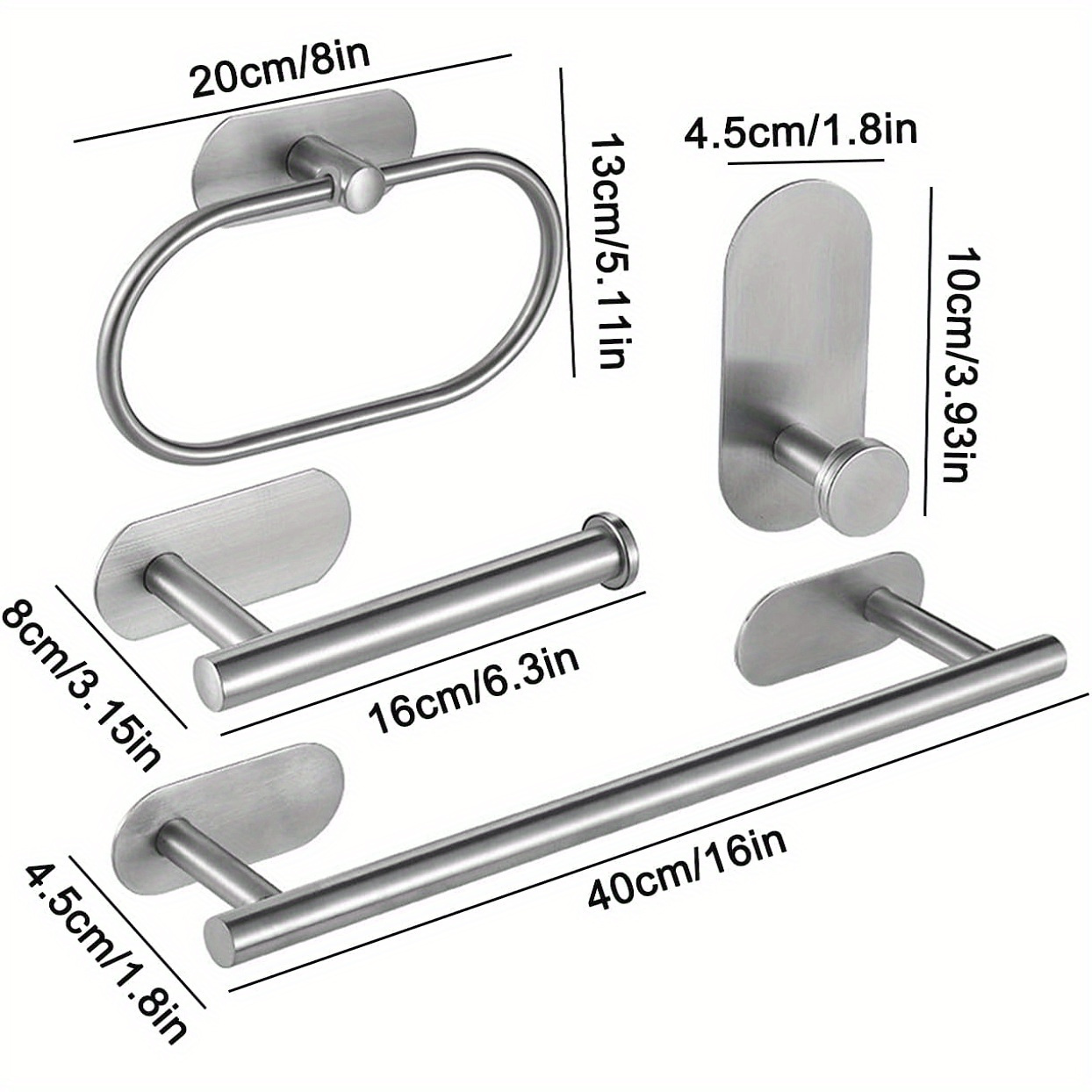 4pcs stainless steel bathroom hardware set   wall mount toilet paper holder towel rack no drilling required   sleek   for modern bathrooms bathroom accessories Product details 2