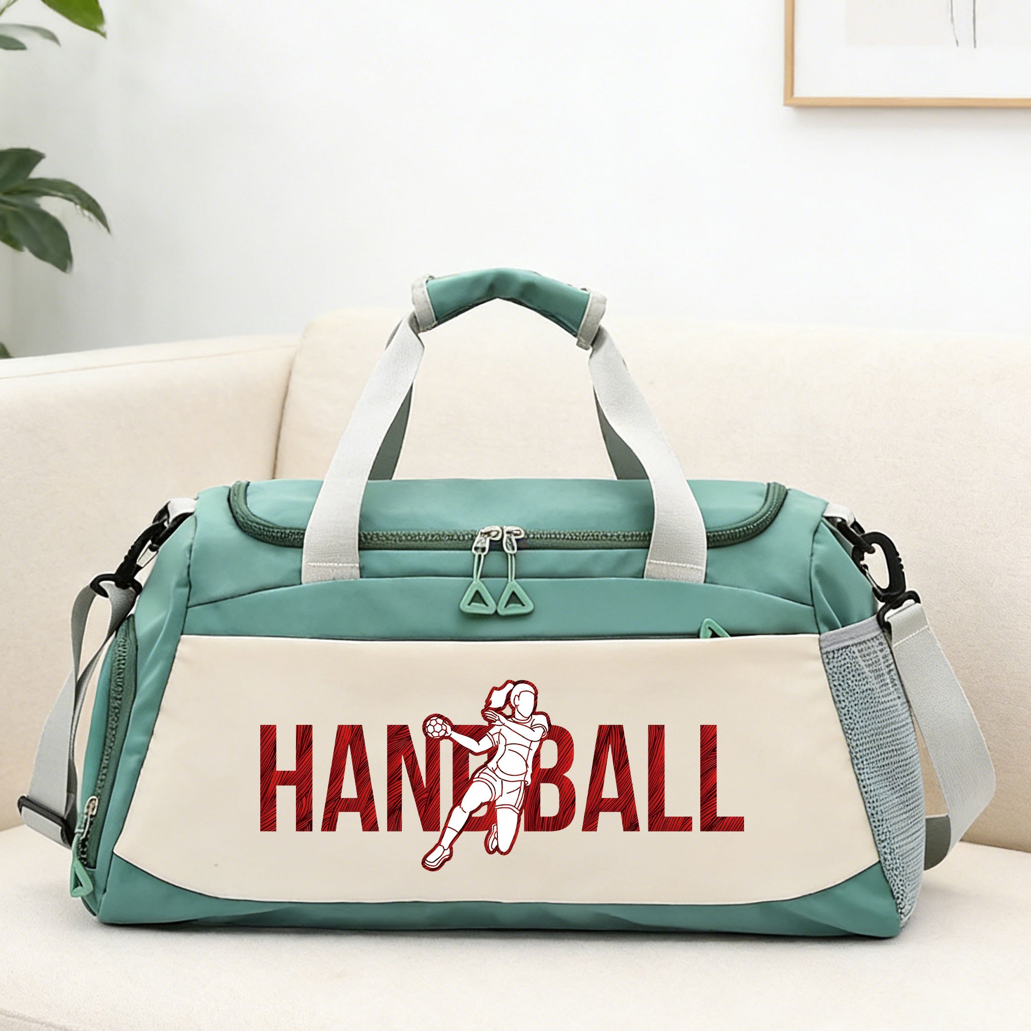 TEMU Handball Pattern Tote Bag, Multi-functional Fitness Crossbody Bag, Luggage Bag, Handbag, Shoulder Bag, Basketball Bag, Yoga Bag, Dance Bag,