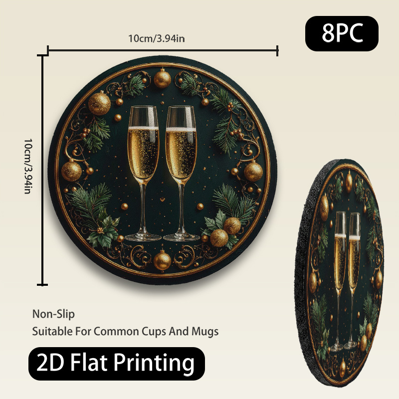 TEMU Set da 8 sottobicchieri a tema adatti per l'arredo - Protezioni per bevande con elegante , protezioni da tavolo portatili per bicchieri da vino,