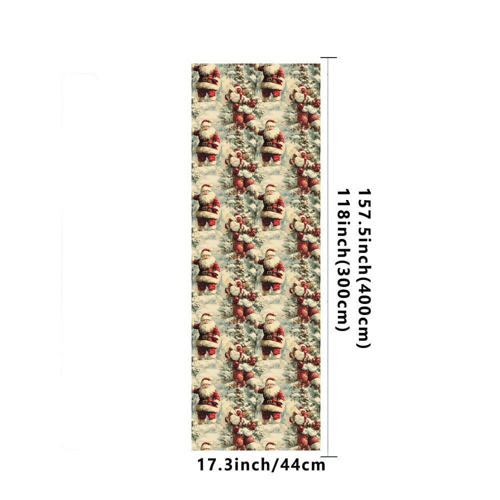 1 Roll Vintage Santa Claus Wrapping Paper Holiday Gift Wrap Christmas Paper Festive Santa Gift Wrap Winter Paper Design