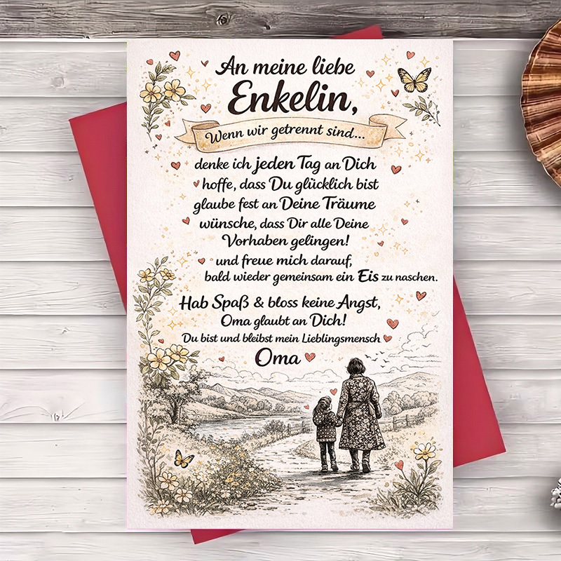 E-shop 2 Stück (ein Umschlag eine Grußkarte) – Herzergreifende Grußkarte von Oma an Enkelin – , um Liebe Ermutigung an besonderen Anlässen oder einfach