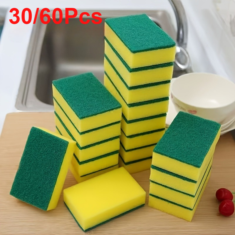 15pcs Square Kitchen Sponges / Multi-Purpose, Highly Absorbent / Rust And Grease Removal, Double-Layer Design / Suitable for Tableware, Cookware, And Furniture