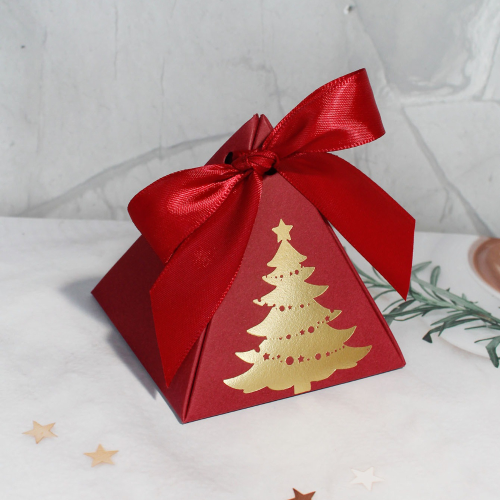 TEMU Gift For Her/him 5pcs Pyramid Christmas Gift Box Set With , Satin Ribbon Bow – Elegant And Sturdy Holiday Packaging For Candy, , Chocolates,