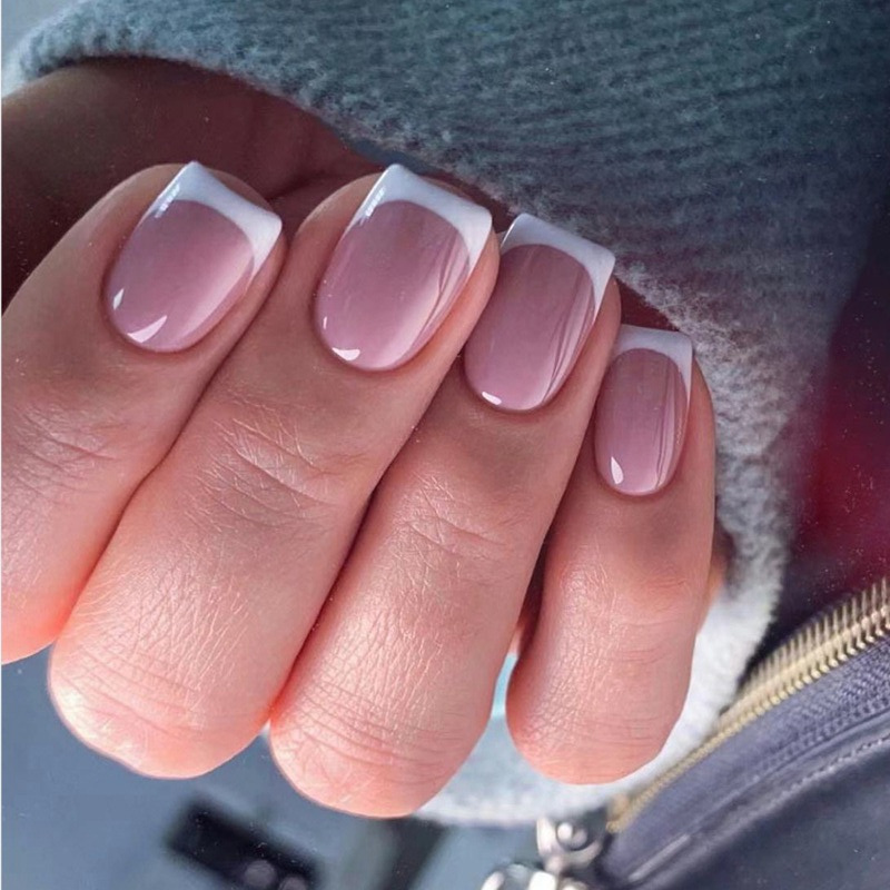 Image of 24pcs Set Of Short Square Press-on Fake Nails In Pink For An Elegant Look