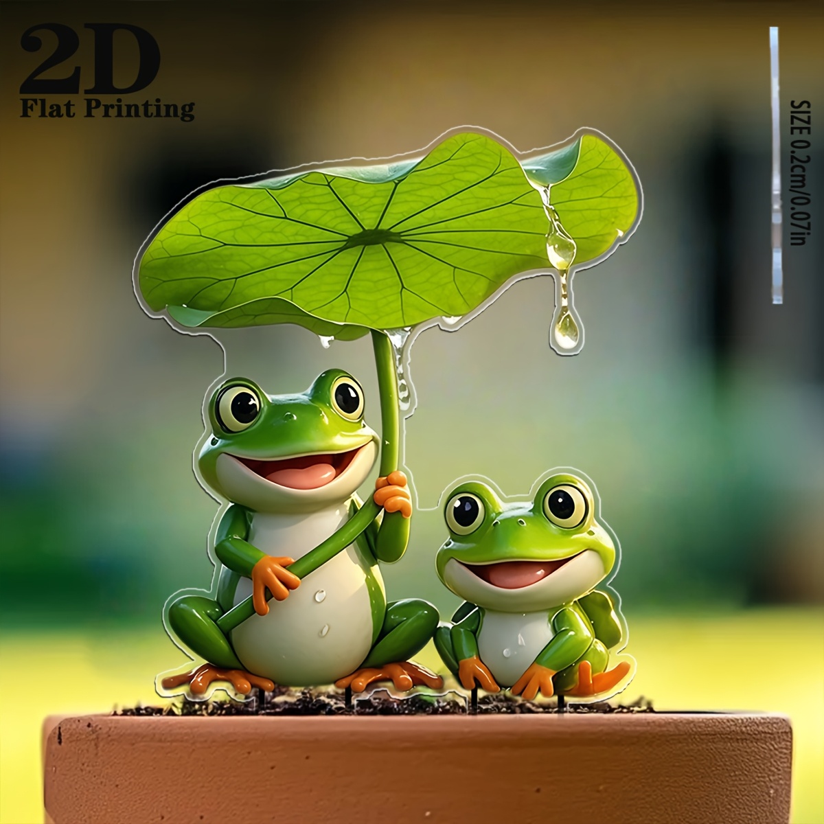 TEMU Piquet de jardin en acrylique 2D plat, [2D Plat] 2D Plat Mère et enfant grenouilles, convient pour pots de fleurs, cours, pelouses, décorations