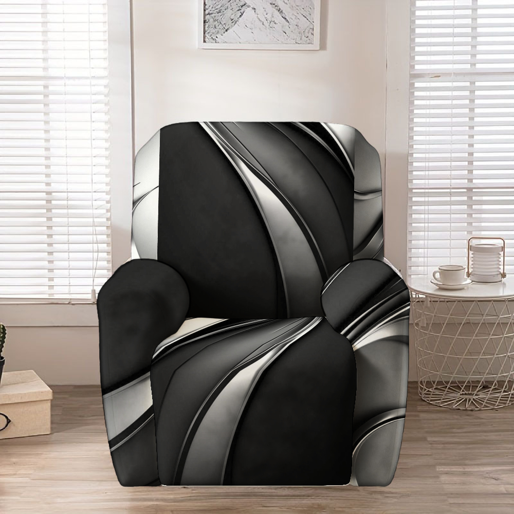 TEMU [ Activated] Gray Surface Curved Texture Chaise Lounge Cover, Premium Minimalist 3d Printed Full Protection Cover, Home Single-person Backrest