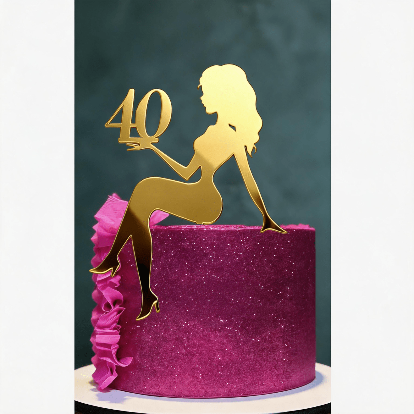 TEMU 1pc Golden Acrylic With Number 40 Cake Topper, Woman Silhouette 40th Birthday Cake Decor, Acrylic Cake Insert Pick For Celebration, Party