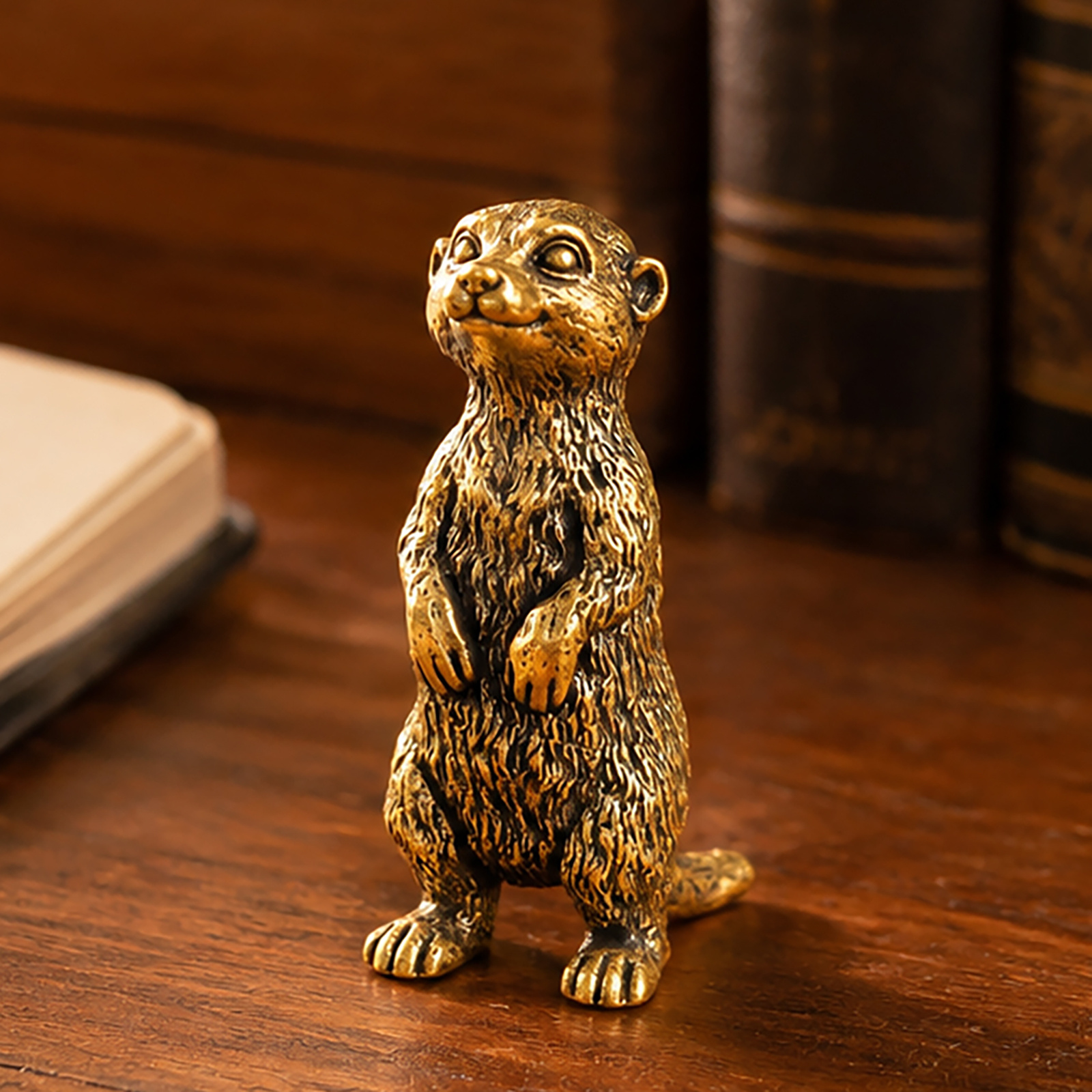TEMU 100% Solid Brass Retro Tabletop Decor - Tailed Collectible Figurines, Handcrafted Brass For Animal Sculpture For Home Office Desk Shelf, Vintage