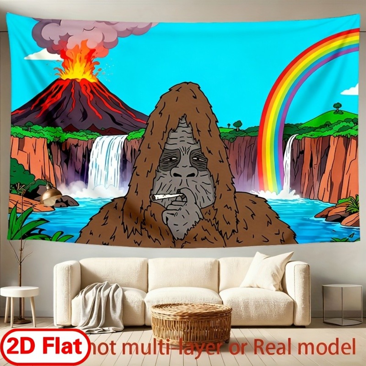 TEMU 2d Flat, Smoking Gorilla From The Big Lez Show Wall Decor - Humorous 2d Backdrop Suitable For Kawaii Themed Parties, Birthdays, Weddings &