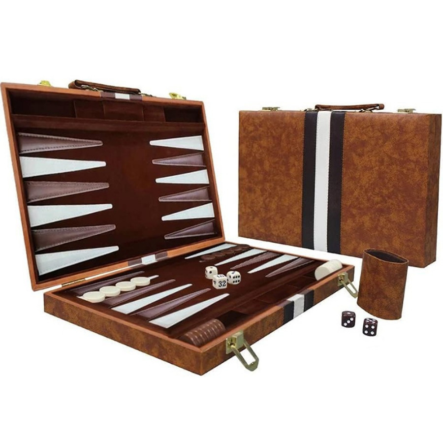 

Jeu de backgammon avec plateau pliable, matériau PVC, édition standard, jeu de voyage portable avec étui en cuir, cadeau idéal pour les amateurs de .