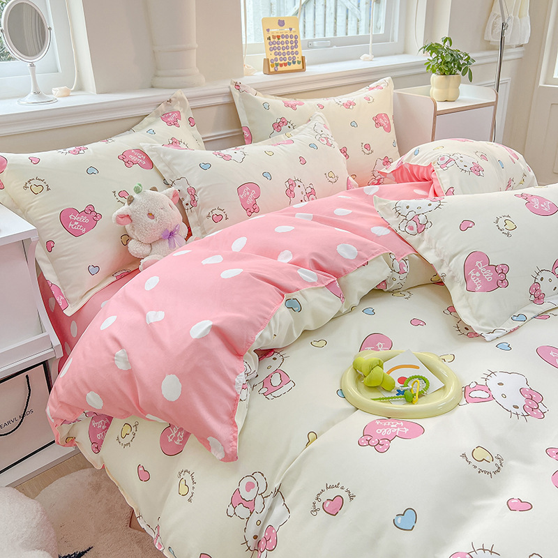 Set biancheria da letto coreana Copripiumino di lusso Federa Lenzuolo piatto Gonna Lenzuolo con angoli Ragazza Principessa Ruffle Tessili per la casa Natale  15