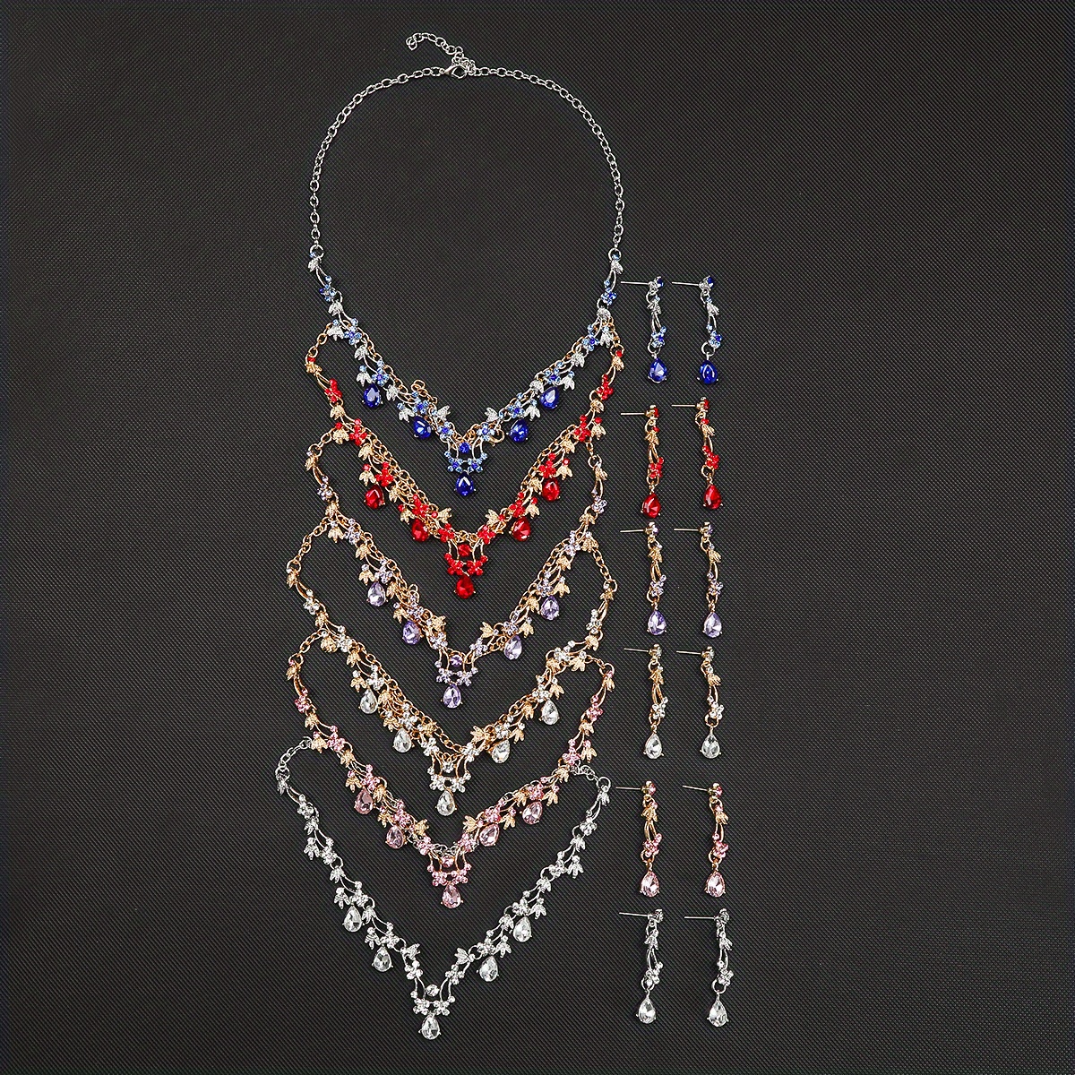 3pcs Fashion Luxurious Artificial Rhinestones Water Drop Clover Flower Earrings Necklace Set for Sweet Elegant Party Jewelry, High-end Bridal Wedding Accessories, Unique Girlfriend Gifts, for Teenager