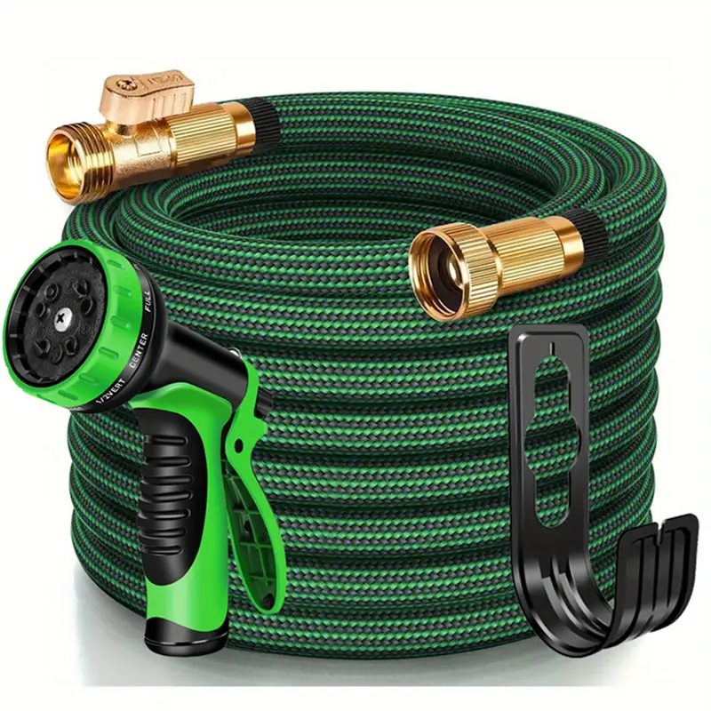150ft garden hose kink free flexible water hose with 10 pattern spray nozzle lightweight hose pipe leak proof 3 4 swivel connectors super fabric portable storage strap Product details 1