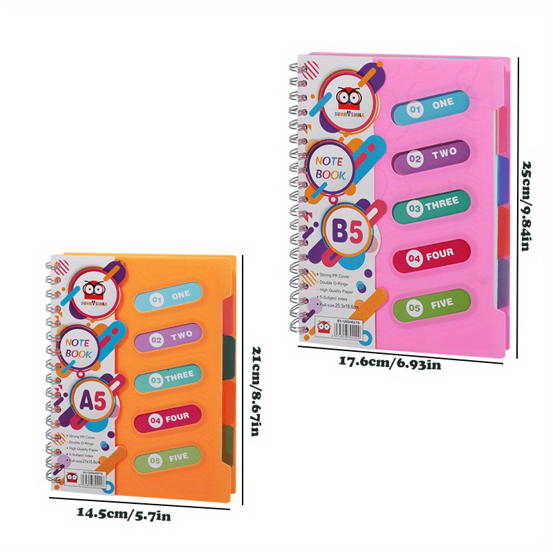 

240 - Pp 5 Divider Notebooks - In A5/b5