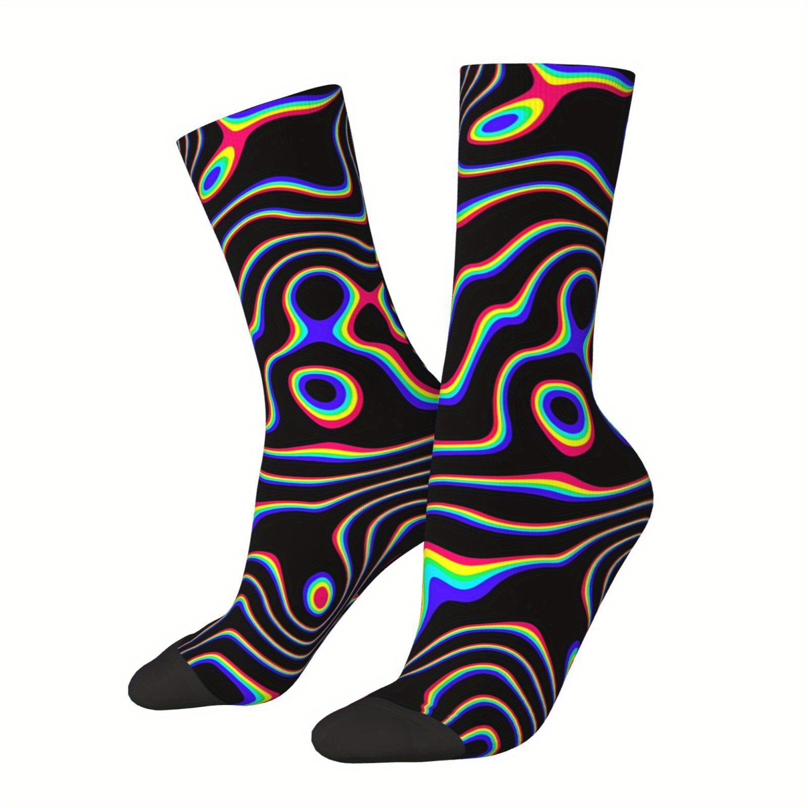 E-shop 1 Paar originelle Crew-Socken, Polyester & Spandex-Mischung, modisches Muster