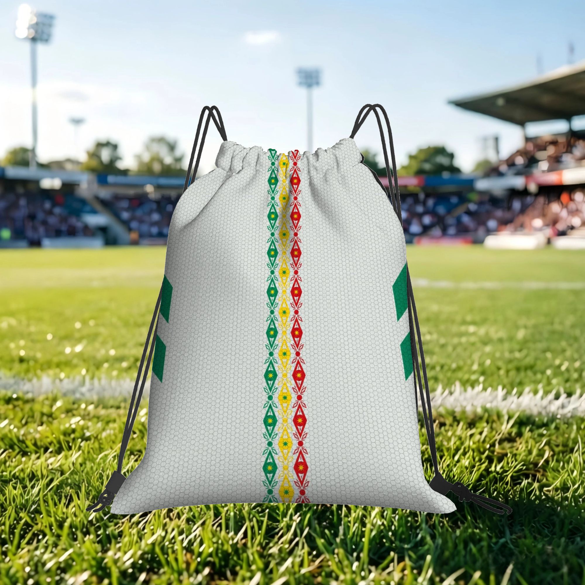 TEMU Sac à cordon imprimé Sénégal Sac de rangement Sac de voyage Multifonction Poches pour la de match