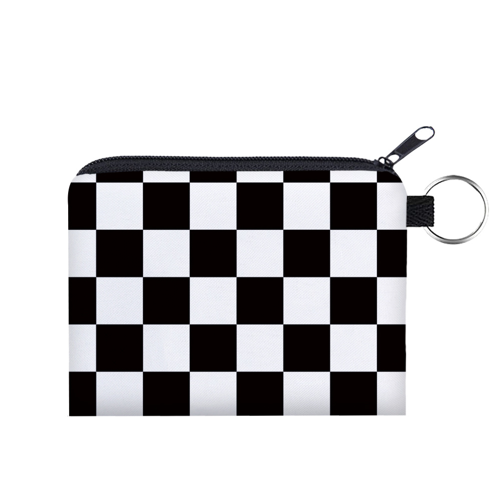 3d Hd Printed Multicolor Checkered Square Pattern Portable Coin Purse, Coin Bag, Multifunctional Bag Coin Organizer Earphone Pouch Holiday Gift
