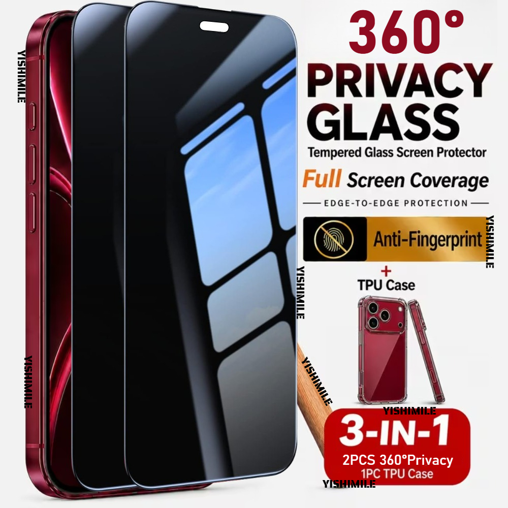 TEMU [2 1] 2pcs 360Â° Privacy Screen Protectors And 1pc Phone Case For Iphone 18 Pro/18 , Privacy Protection, Fingerprint Resistant, Compatible With