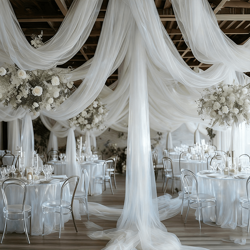 TEMU 1 Roll, 100m Multi-functional Polyester Semi-transparent Tulle Fabric - 100% Polyester Transparent Material, For Wedding, Party, Halloween And