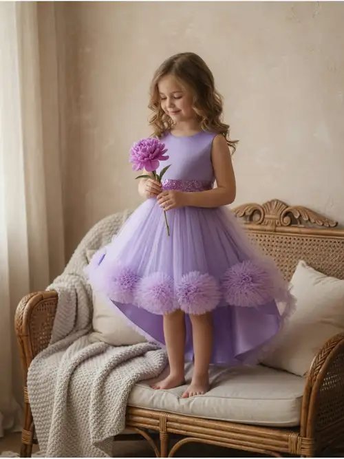 Girls Purple Luxury Sleeveless Princess Dress Kids High Low Floral Hem Formal Gown for * Wedding Celebration Performance Suitable for Big Girls Age 3-13 Girls Purple Luxury Sleeveless Princess Dress Kids High Low Floral Hem Formal Gown for * Wedding Celebration Performance Suitable for Big Girls Age 3-13