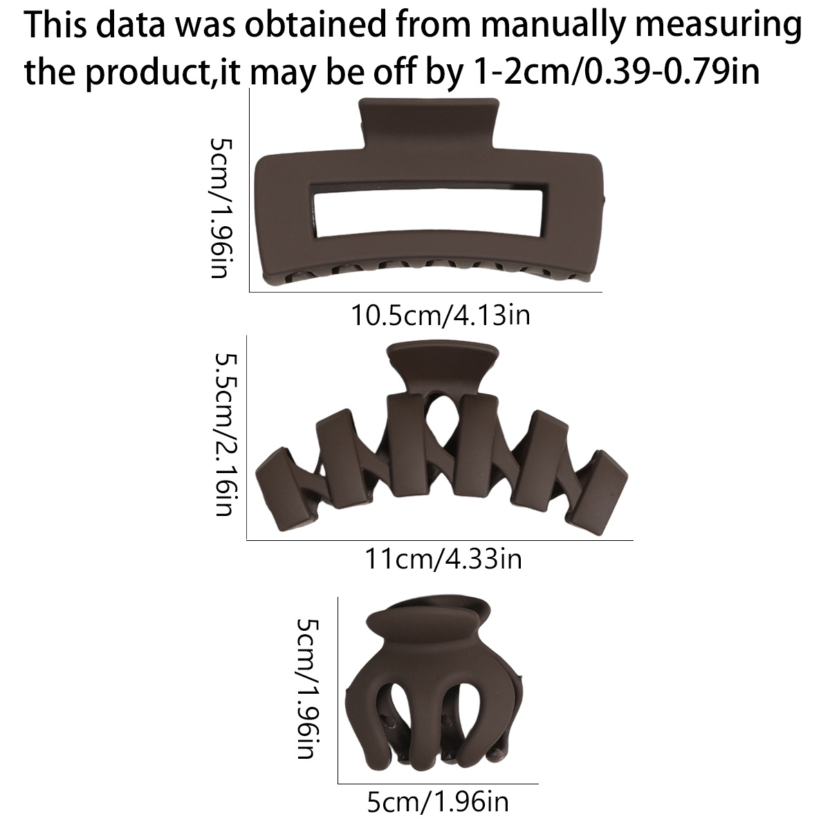 4pcs Matte Rectangle and Butterfly Claw Clips Set