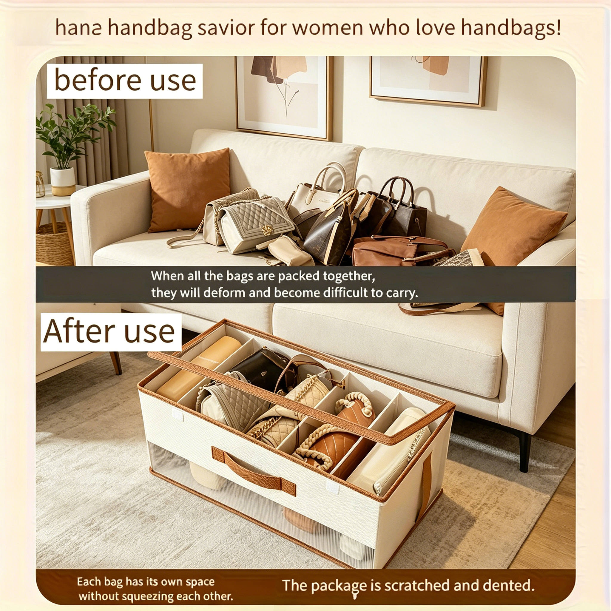 2pcs Handbag Storage Box Hat Box Organizer with Lid